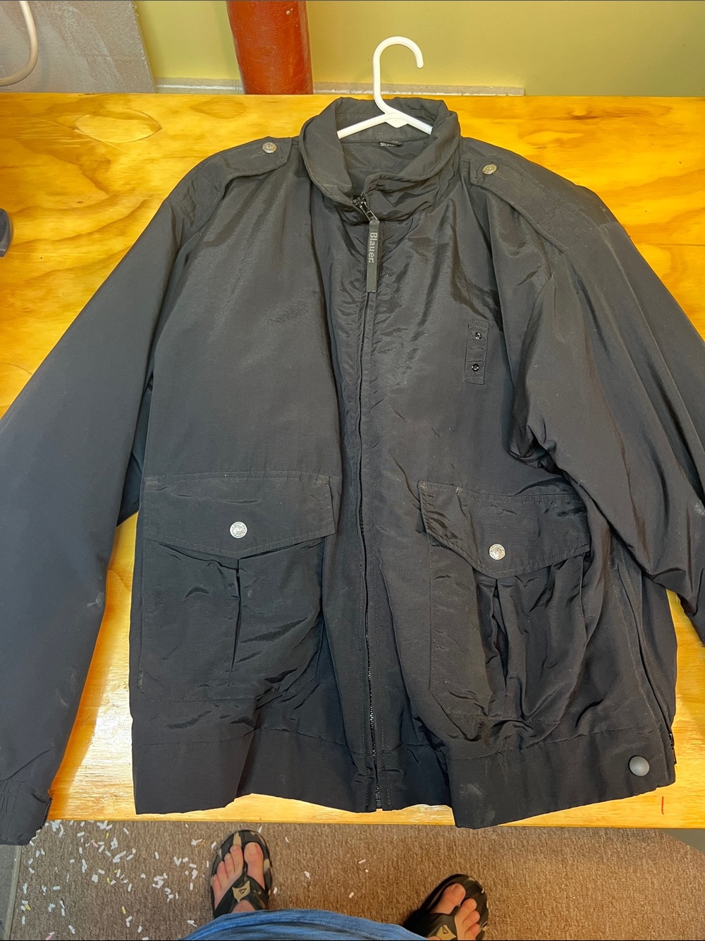 Blauer Black Military-Style Field Jacket with Flap Pockets